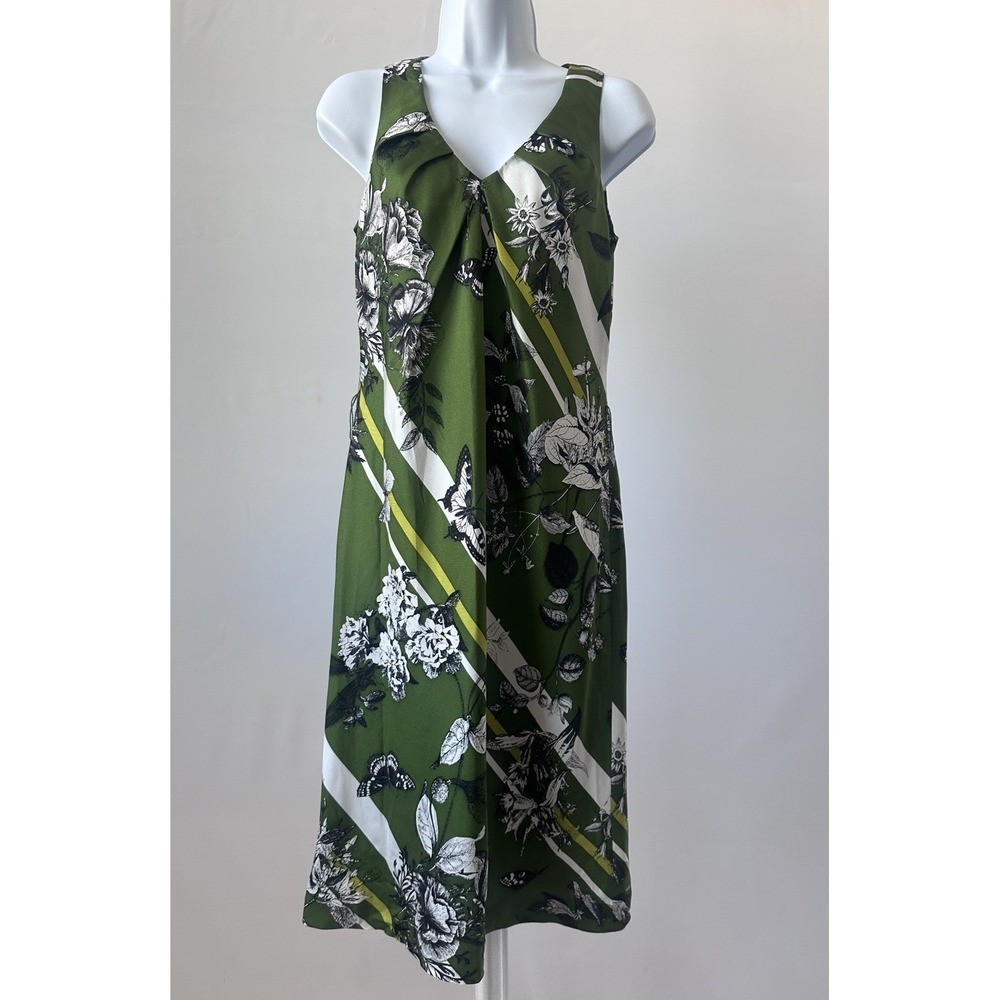 Talbots Women's 4 Green Floral Silk Shift Dress (b37) Resortcore Vacation